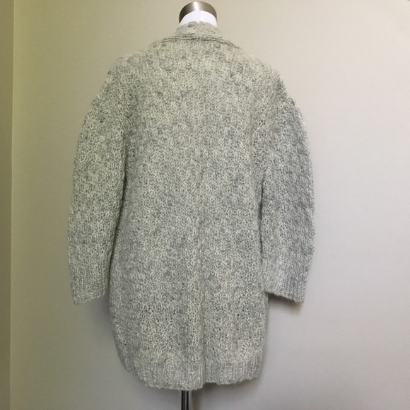 HAND KNIT oversized Oatmeal Grandpa Cardigan XL 1X - Picture 4 of 5